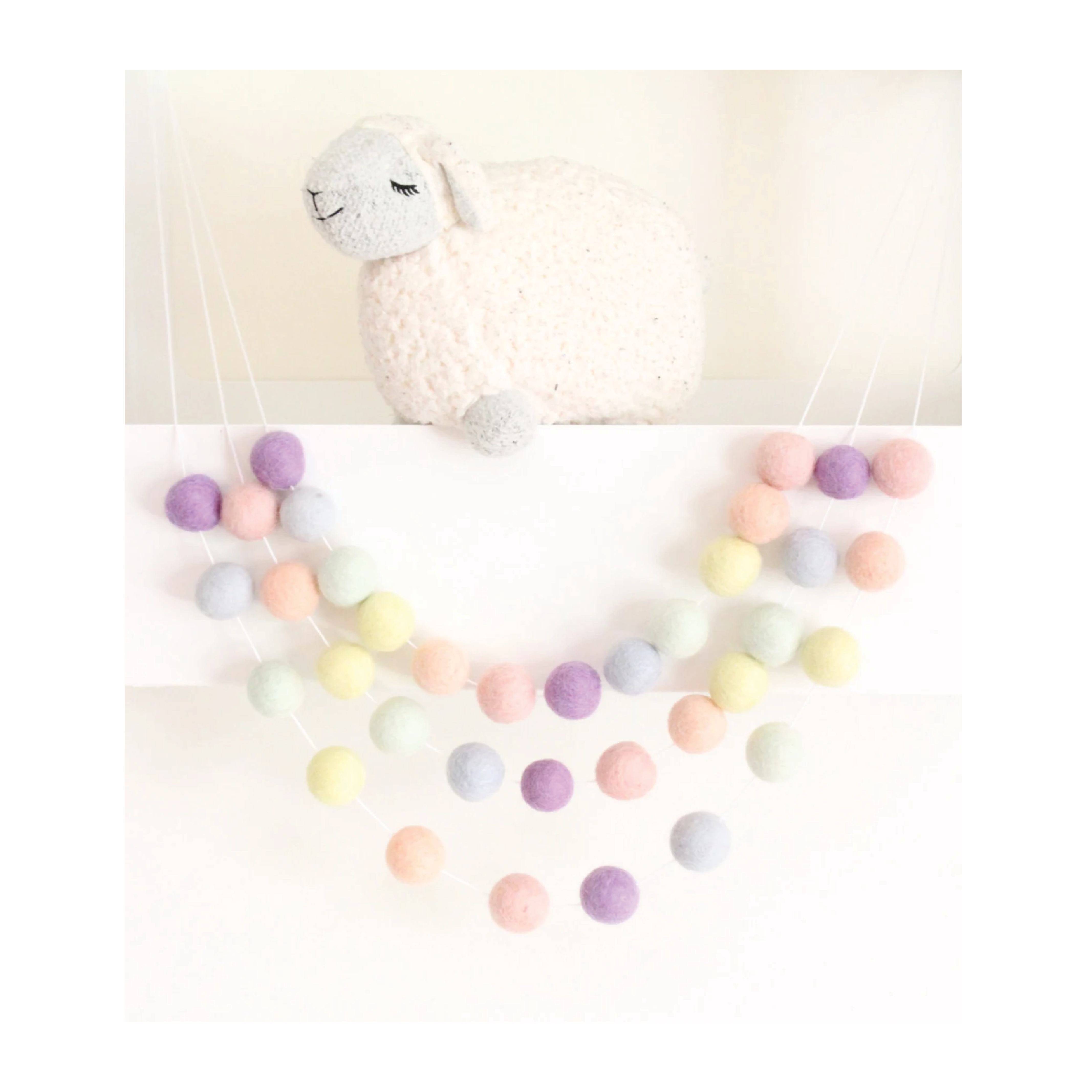 Pastel Rainbow Felt Ball Garland